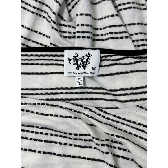 White & Black Striped Ruffle Sleeve Top - Size L/XL - Picture 3 of 4